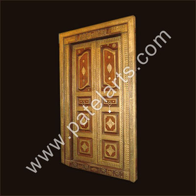 Golden Teak Wood Doors Of An Old Style House