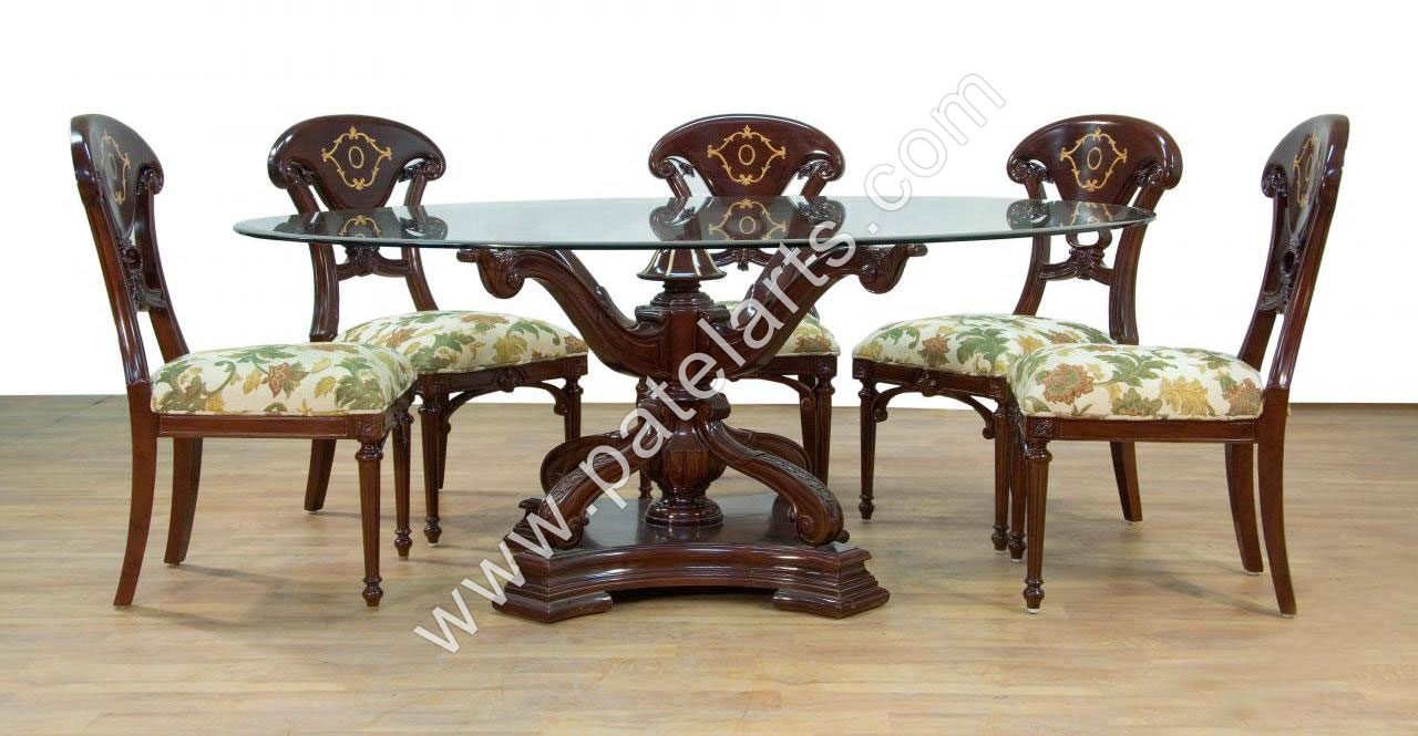 wooden dining set, wooden carved dining table, Wooden